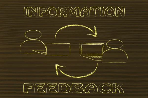 Information and feedback, computer users exchanging opinions — Stock Photo, Image