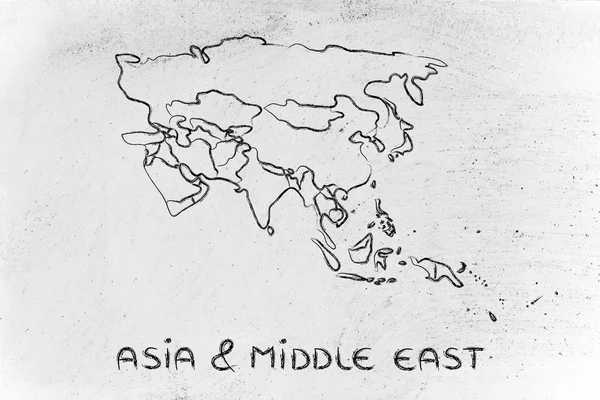 Dünya Haritası ve kıta: kenarlıklar ve Asya ve orta Devletleri 