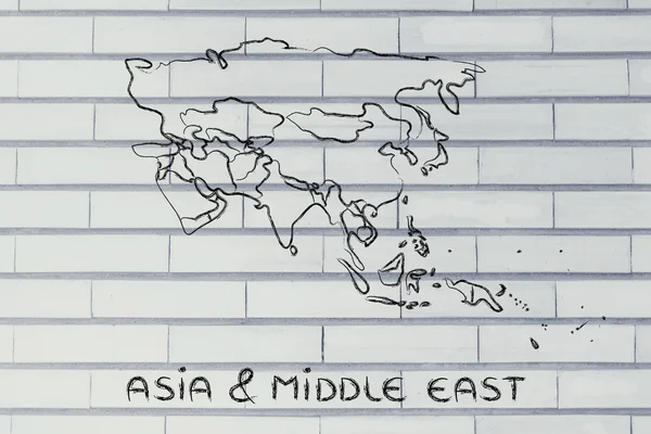 Dünya Haritası ve kıta: kenarlıklar ve Asya ve orta Devletleri 