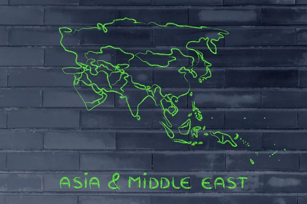 Dünya Haritası ve kıta: kenarlıklar ve Asya ve orta Devletleri 