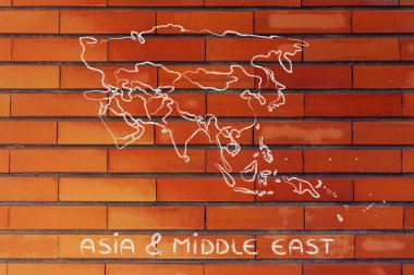 Dünya Haritası ve kıta: kenarlıklar ve Asya ve orta Devletleri 