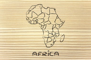 Dünya Haritası ve kıta: kenarlıklar ve Afrika Birleşik Devletleri