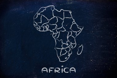 Dünya Haritası ve kıta: kenarlıklar ve Afrika Birleşik Devletleri