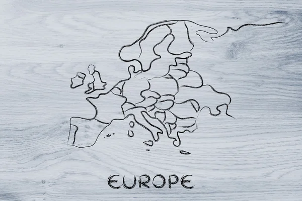 World map and continents: borders and states of Europe