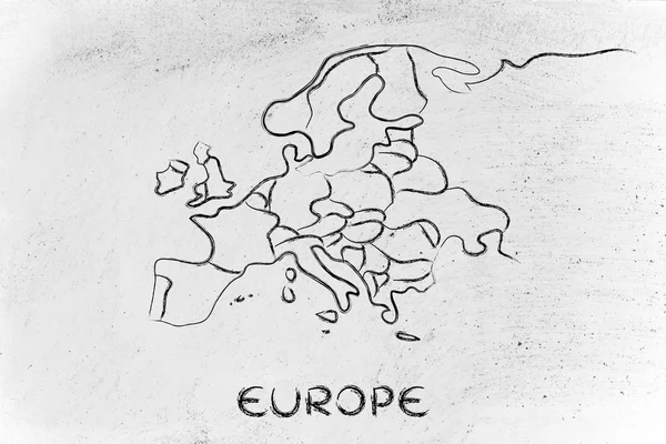 World map and continents: borders and states of Europe