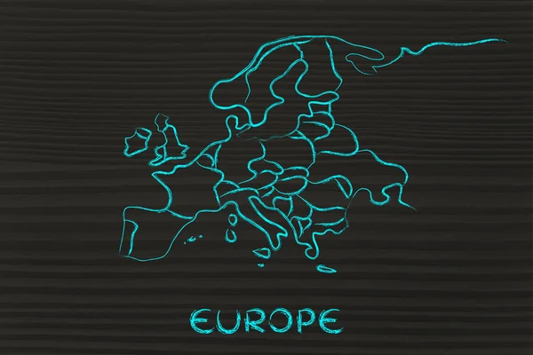 World map and continents: borders and states of Europe