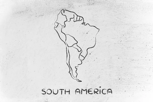 World map and continents: borders and states of South America — Stock Photo, Image