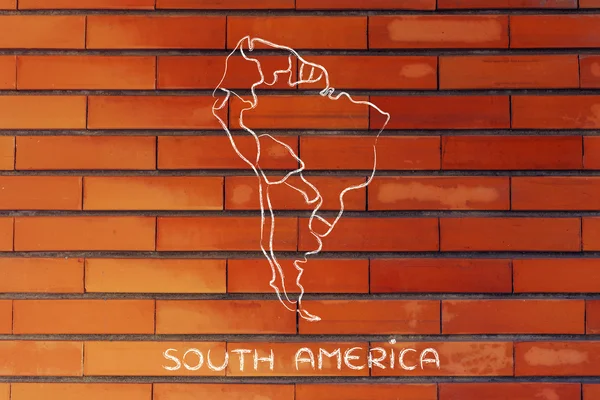 세계 지도 대륙: 테두리 및 남아메리카의 국가 — 스톡 사진