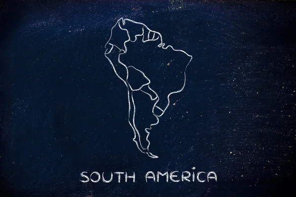 World map and continents: borders and states of South America — Stock Photo, Image