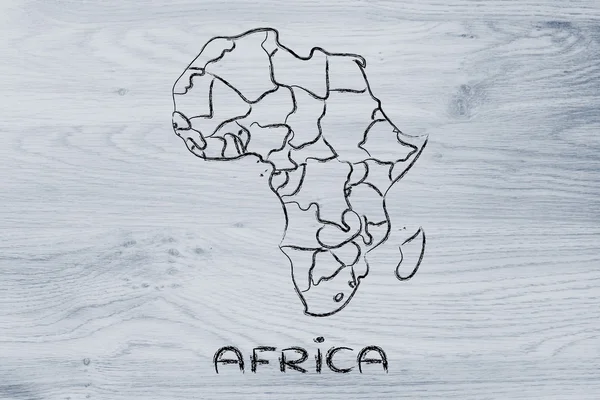 World map and continents: borders and states of Africa — Stock Photo, Image