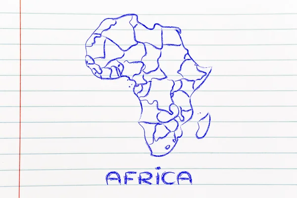 Peta dunia dan benua: perbatasan dan negara-negara Afrika — Stok Foto