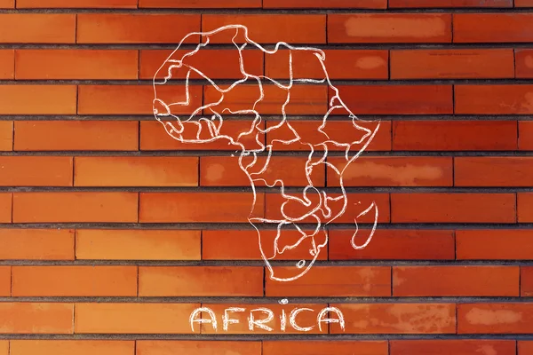 World map and continents: borders and states of Africa — Stock Photo, Image