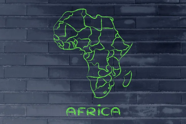 Dünya Haritası ve kıta: kenarlıklar ve Afrika Birleşik Devletleri