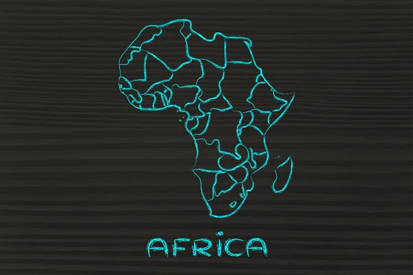 Mapa świata i kontynentów: granice i państwa Afryki — Zdjęcie stockowe