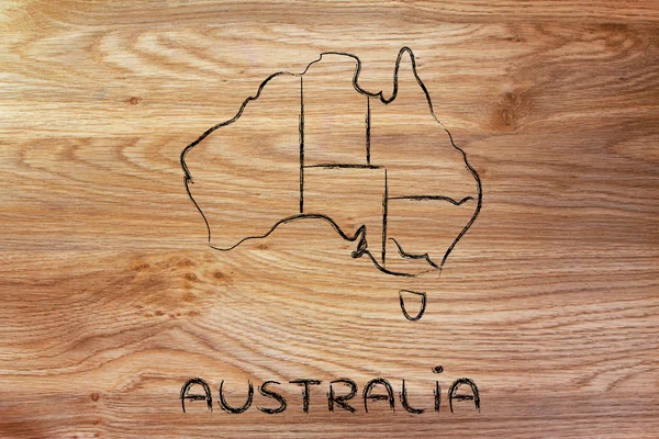 World map and continents: borders and states of Australia — Stock Photo, Image