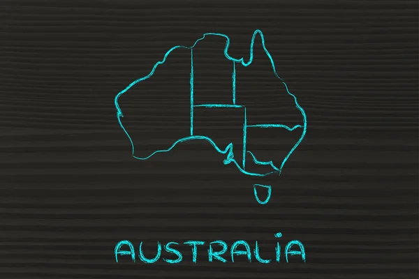 Карта світу і континенти: межі та Штати Австралії — стокове фото