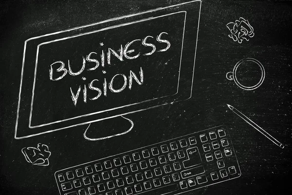 Business Vision text on computer screen — Stock Photo, Image