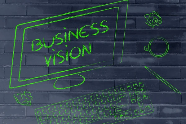 Business Vision texto na tela do computador — Fotografia de Stock