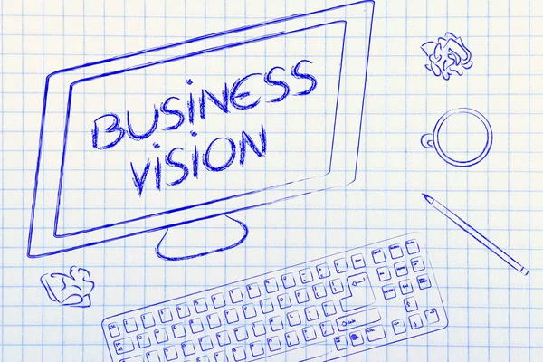 Business Vision text on computer screen — Stock Photo, Image