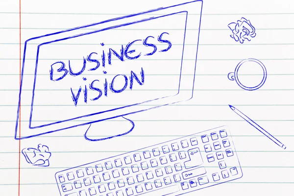 Business Vision text on computer screen — Stock Photo, Image