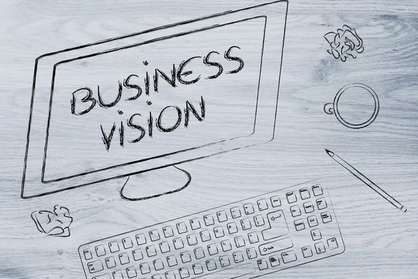 Business Vision text on computer screen — Stock Photo, Image