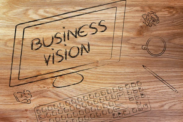 コンピューターの画面上のビジネス ビジョン本文 — ストック写真