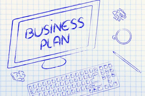 Businessplan-Text auf Computerbildschirm — Stockfoto