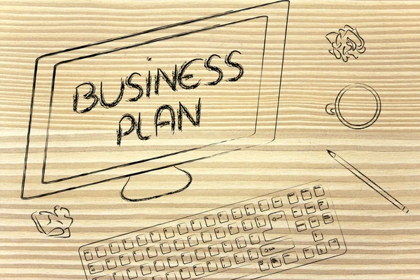 Business Plan text on computer screen — Stock Photo, Image