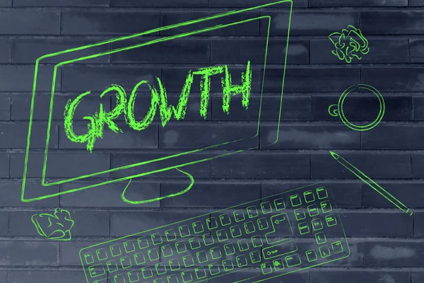 Crescimento escrita na tela do computador — Fotografia de Stock