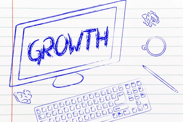 Wachstumsschreiben auf dem Computerbildschirm — Stockfoto