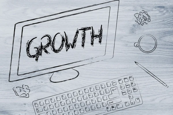 Growth writing on computer screen — Stock Photo, Image