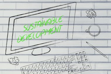 Sürdürülebilir kalkınma metin bilgisayar ekranında