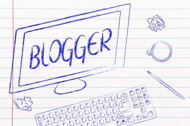 Blogger metin bilgisayar ekranında