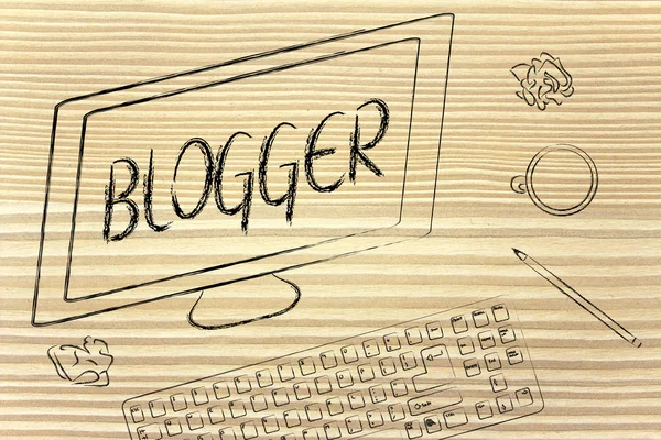 Testo del blogger sullo schermo del computer — Foto Stock