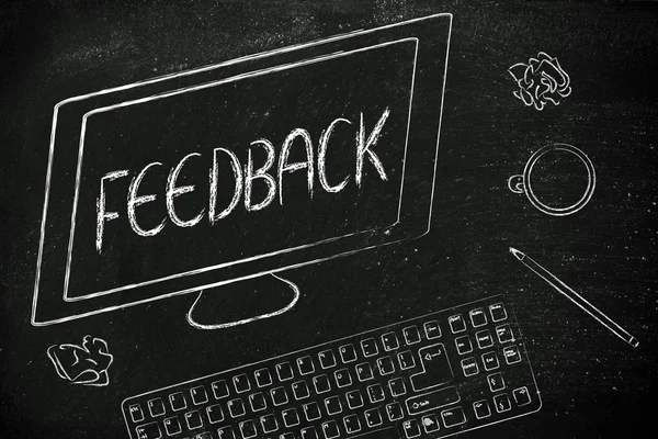 Testo di feedback sullo schermo del computer — Foto Stock