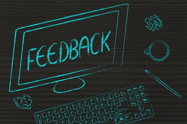 Testo di feedback sullo schermo del computer — Foto Stock