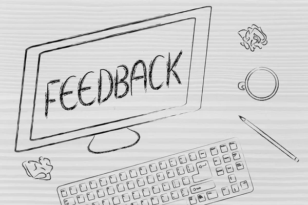 Feedback text on computer screen — Stock Photo, Image