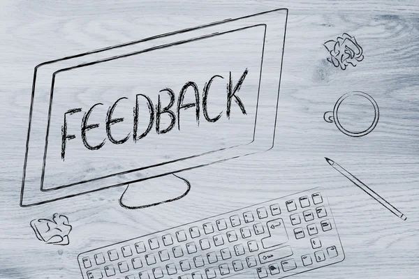Feedback text on computer screen — Stock Photo, Image