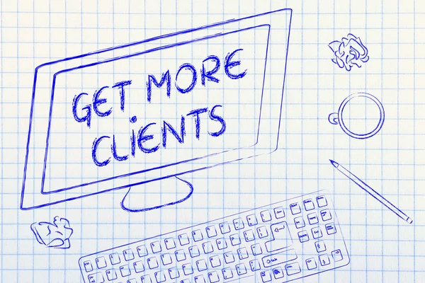 Get More Clients text on computer screen