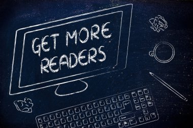 Get More Readers text on computer screen clipart