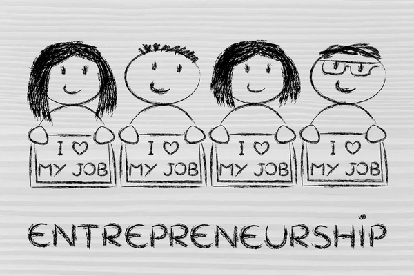Entrepreneurs holding panels — Stock Photo, Image