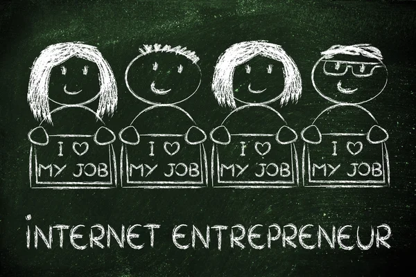 Entrepreneurs holding panels — Stock Photo, Image