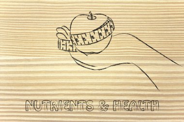 Teyp ölçme ile elma tutan el