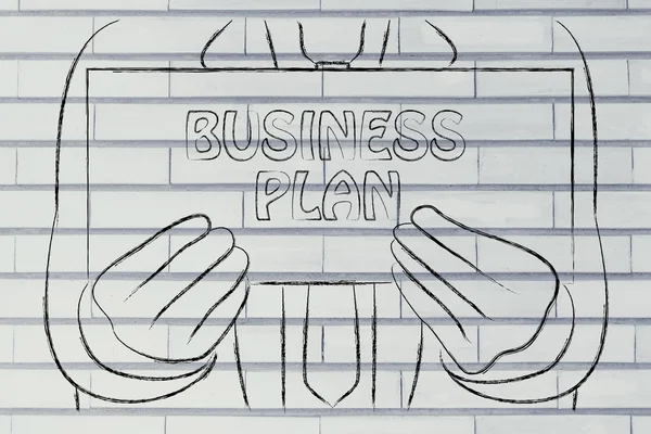 Man met Business Plan teken — Stockfoto