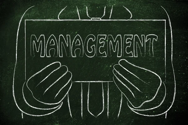 Uomo che detiene il segno Management — Foto Stock