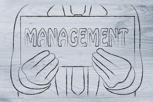 Mannen med Management skylt — Stockfoto