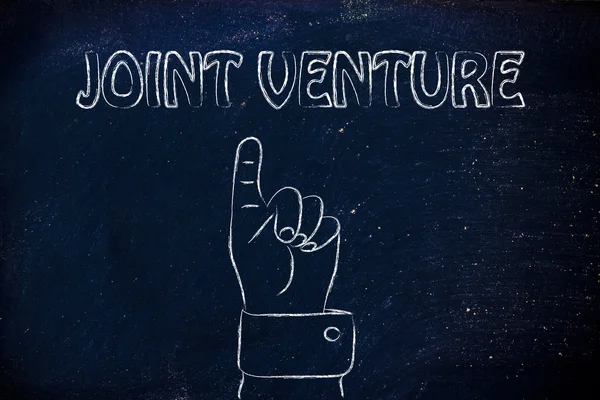 Mão apontando para a escrita Joint Venture — Fotografia de Stock