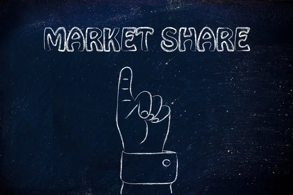 Hand pekar på handstilen marknadsandel — Stockfoto
