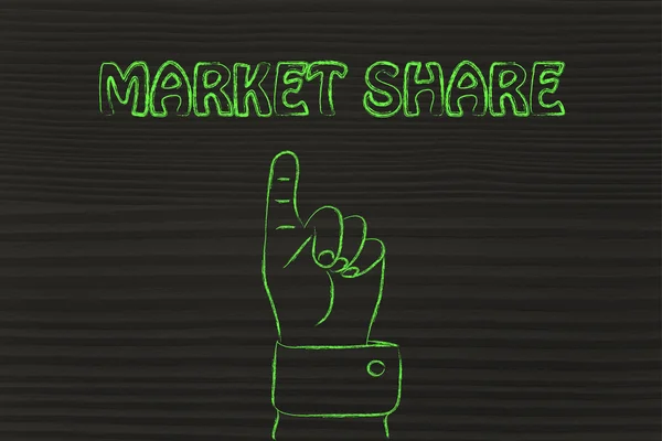 Hand pointing at the writing market share — Stock Photo, Image