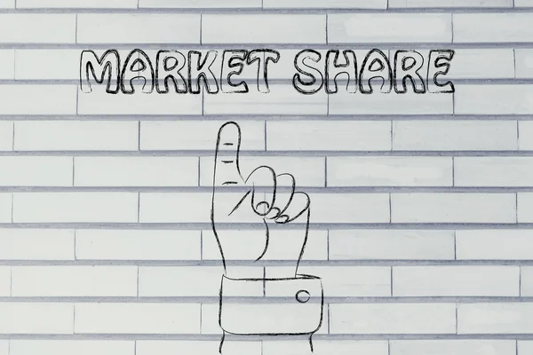 Hand pointing at the writing market share — Stock Photo, Image